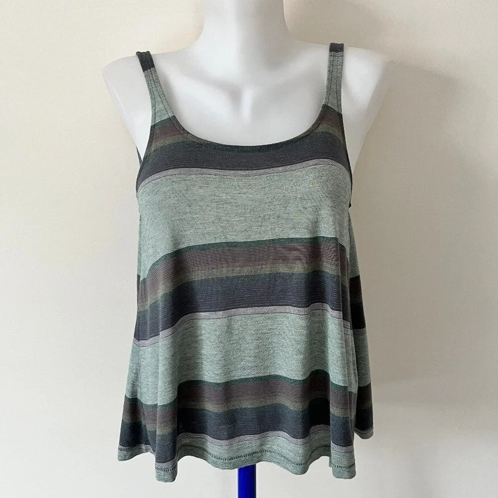 Aritzia Wilfred Free Andreea  Tank Top Striped Relaxed Boxy Fit Green Sz Small